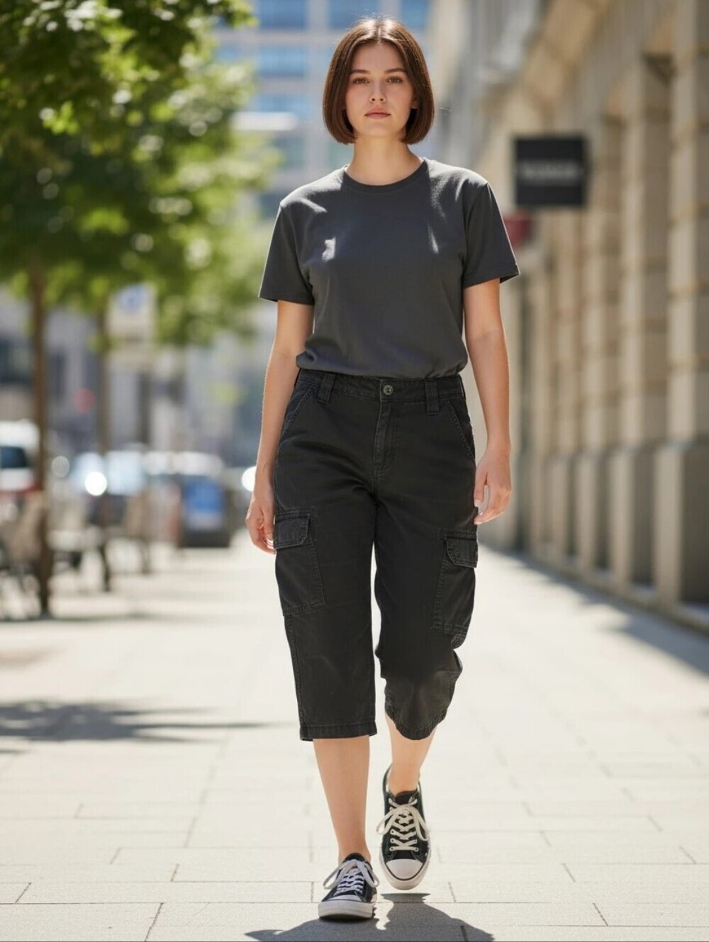 Calvin Klein Cargo Style Jean Capris 100% Cotton Black Size 14